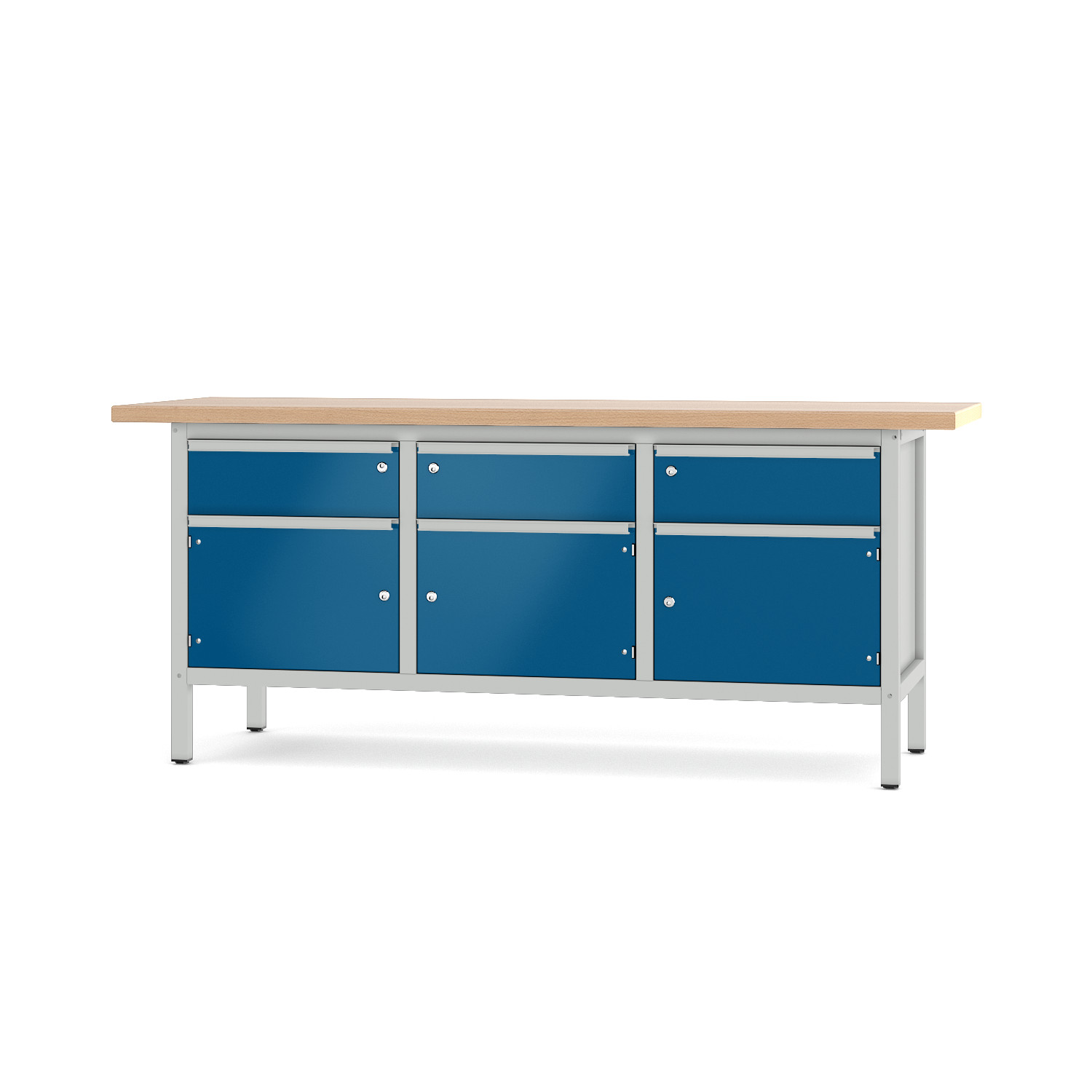 Werkbank_31S222_lichtgrau_enzianblau Werkbank Typ 31 S 222