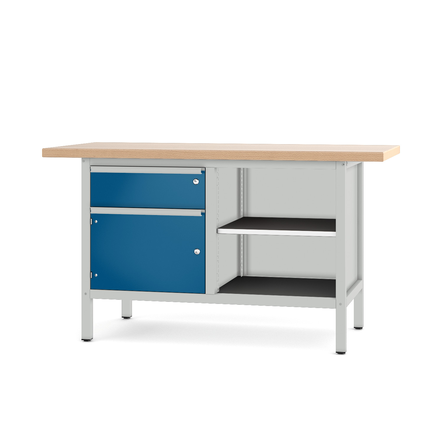 Werkbank_21S25_lichtgrau_enzianblau Werkbank Typ 21 S 25